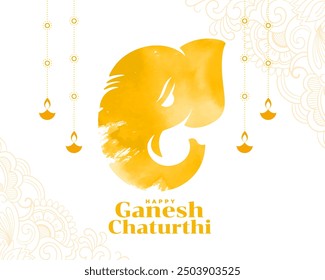 ganesh chaturthi celebration background with brush stroke effect vector