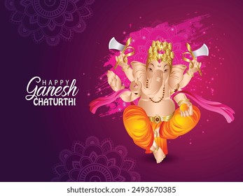 Ganesh chaturthi celebration greeting card with creative vector illustration