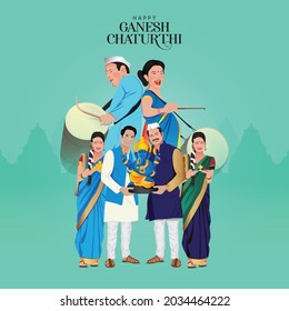 Ganesh Chaturthi Couple Greetings Vector