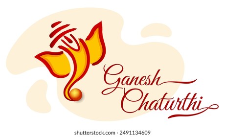  Ganesh Chaturthi mit braunem Text Ganesh Chaturthi und einer Illustration von Lord Ganesha gelber Schatten des hinduistischen Gottes mit einem Elefantenkopf Das Festival feiert Ganeshas Geburtstag