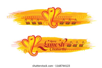 Ganesh Chaturthi Festival Banner, Header Design Template Background Vector Illustration