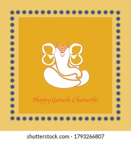 Ganesh Chaturthi festival celebrated all over India for Good luck and prosperity white Ganesha God on ochre background