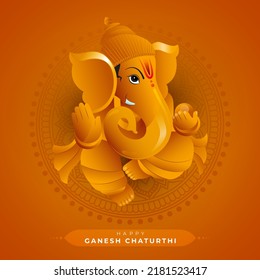 Ganesh Chaturthi Festival Greeting Background Design Template with Creative Lord Ganesha Illustration