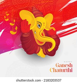 Ganesh Chaturthi Festival Greeting Background Design Template with Creative Lord Ganesha Illustration