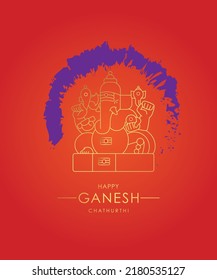 Ganesh Chaturthi festival greetings concept with the minimal illustration of lord Ganesh.