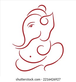 Ganesh Chaturthi Festival Line Drawing and Outline Rangoli Vector Illustration. Goddess Ganpati Bappa Morya Outline Icons, Sign, Symbols, Line Art, Logo Design Illustration