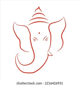 Ganesh Chaturthi Festival Line Drawing and Outline Rangoli Vector Illustration. Goddess Ganpati Bappa Morya Outline Icons, Sign, Symbols, Line Art, Logo Design Illustration