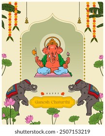 Ganesh Chaturthi festival minimal, diseño de tarjeta de invitación de lujo, diseño de tarjeta de embalaje interior para caja dulce, producto de belleza, Plantilla de diseño de cajas de regalo