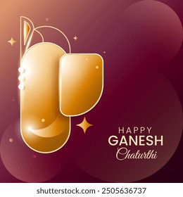 Ganesh Chaturthi Festival Template Background with Hindi text Ganpati Bappa Morya which means "My Lord Ganesha"