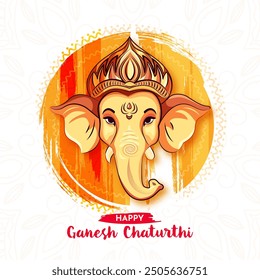 Fondo de Plantilla del Festival Ganesh Chaturthi con texto hindi Ganpati Bappa Morya que significa "Mi Señor Ganesha"