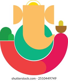 Ganesh Chaturthi Geometric Lord Ganesha illustration for logo or icon