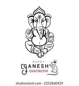ganesh chaturthi greeting with lord ganesha hand drawn logo illustration