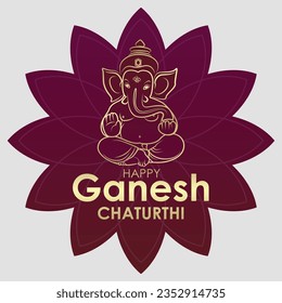 Ganesh Chaturthi greeting with petals premium vector illustration