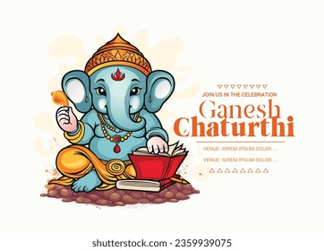 Ganesh Chaturthi, illustration of Lord Ganpati background for Ganesh Chaturthi festival of India 