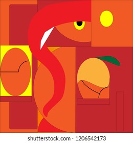 Ganesh Chaturthi Indian god-vector drawing on red and orange color