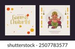 Ganesh Chaturthi Invitation card design with Ganesha, Traditional element vector illustration, Social media banner design template 