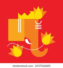 Ganesh Chaturthi Invitation card design with Ganesha, Traditional element vector illustration