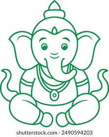 Ganesh chaturthi line art vector illustration