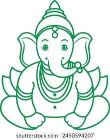 Ganesh chaturthi line art vector illustration