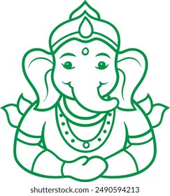 Ganesh chaturthi line art vector illustration