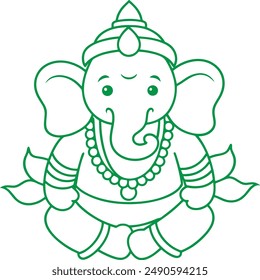 Ganesh chaturthi line art vector illustration
