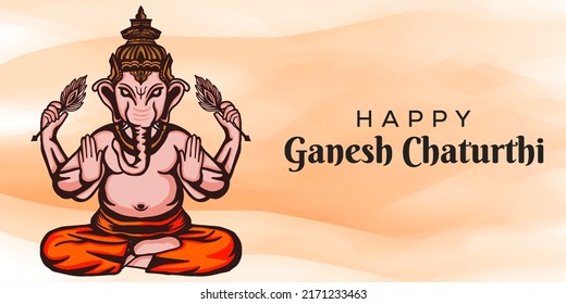 ganesh chaturthi with watercolor brush background  vector illustration