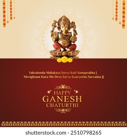 Ganesh Chaturthi Wishes, Greetings Social media or Digital Marketing Design Post Vector Template. Indian festival Post card.