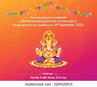 Ganesh Invitation Card Vector Background Festival