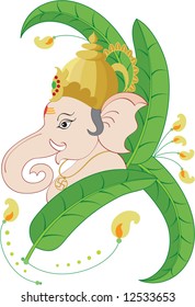Ganesh in leaf background