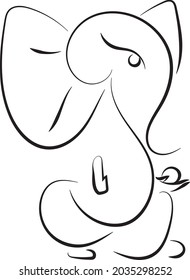 Ganesh Line art in black border