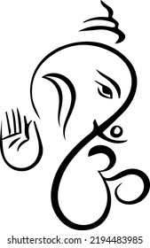 Ganesh Logo Line Art Drawing Illustrator Stock Vector (Royalty Free ...