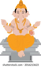 Ganesh El Señor De La Sabiduría Caligrafía Estilo Vector Ilustración De Arte