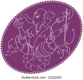 Ganesh In Mauve Oval