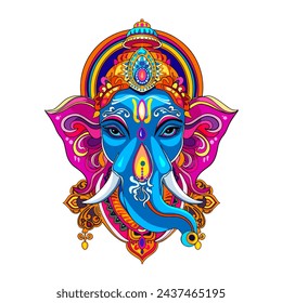Ganesh portrait. Vector illustration forGanesh Chaturthi. 