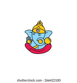Ganesh symbol. Indian God Ganesha sign. Traditional East Asian Yoga Idol icon. Vector Illustration. Branding Identity Corporate vector logo design template Isolated on a white background