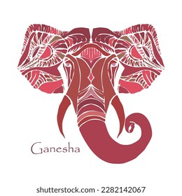 Ganesha Chaturthi vector background. Contour graphics.