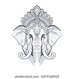 Ganesha Chaturthi vector background. Contour graphics.
