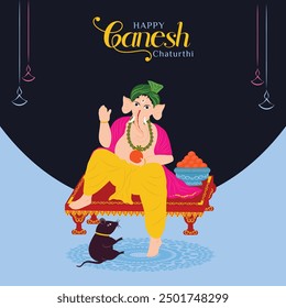 Ganesha Full Body Blessing Pose Illustration Post For Ganesh Chaturthi Celebration