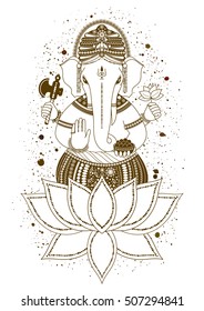 Ganesha Ganapati Indian Deity Hindu Lotus Stock Vector (Royalty Free ...