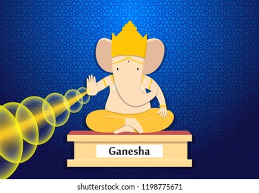 Ganesha give blessing in cartoon style, vector art