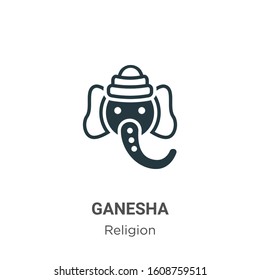 Ganesha glyph icon vector on white background. Flat vector ganesha icon symbol sign from modern religion collection for mobile concept and web apps design.