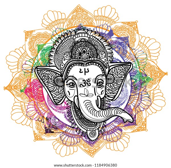 Ganesha God Head Elephant Indian Deity Stock Vector (Royalty Free ...