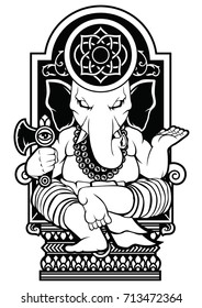 Ganesha God Vector Art Tattoo Design Hindu