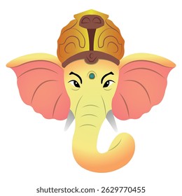 Ganesha cabeça estilo cartoon. Ilustração vetorial