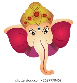 Ganesha cabeça estilo cartoon. Ilustração vetorial