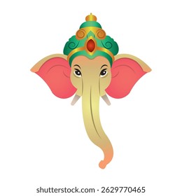 Ganesha cabeça estilo cartoon. Ilustração vetorial