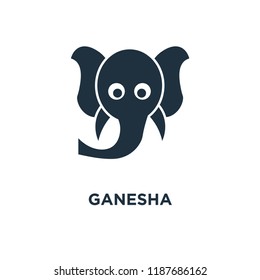 Ganesha icon. Black filled vector illustration. Ganesha symbol on white background. Can be used in web and mobile.