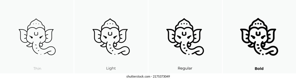 ganesha icon. Thin, Light Regular And Bold style design isolated on white background