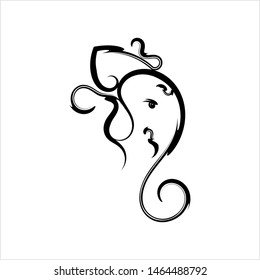 Ganesha The Lord Of Wisdom Calligraphic Style Vector Art Illustration