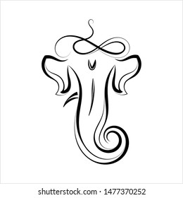 Ganesha The Lord Of Wisdom Calligraphic Style Vector Art Illustration